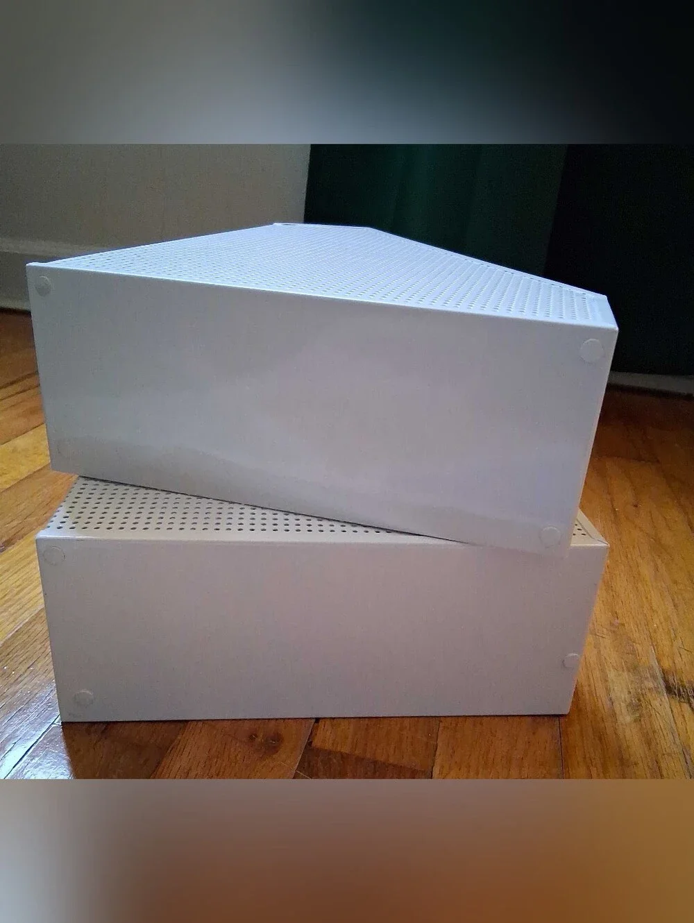 White Metal Perforated Magazine File Holders - Set of 2